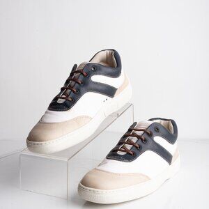 Tod's Tods Competition Mens Crazy Horse Sneakers US 8 White Navy Blue NWD